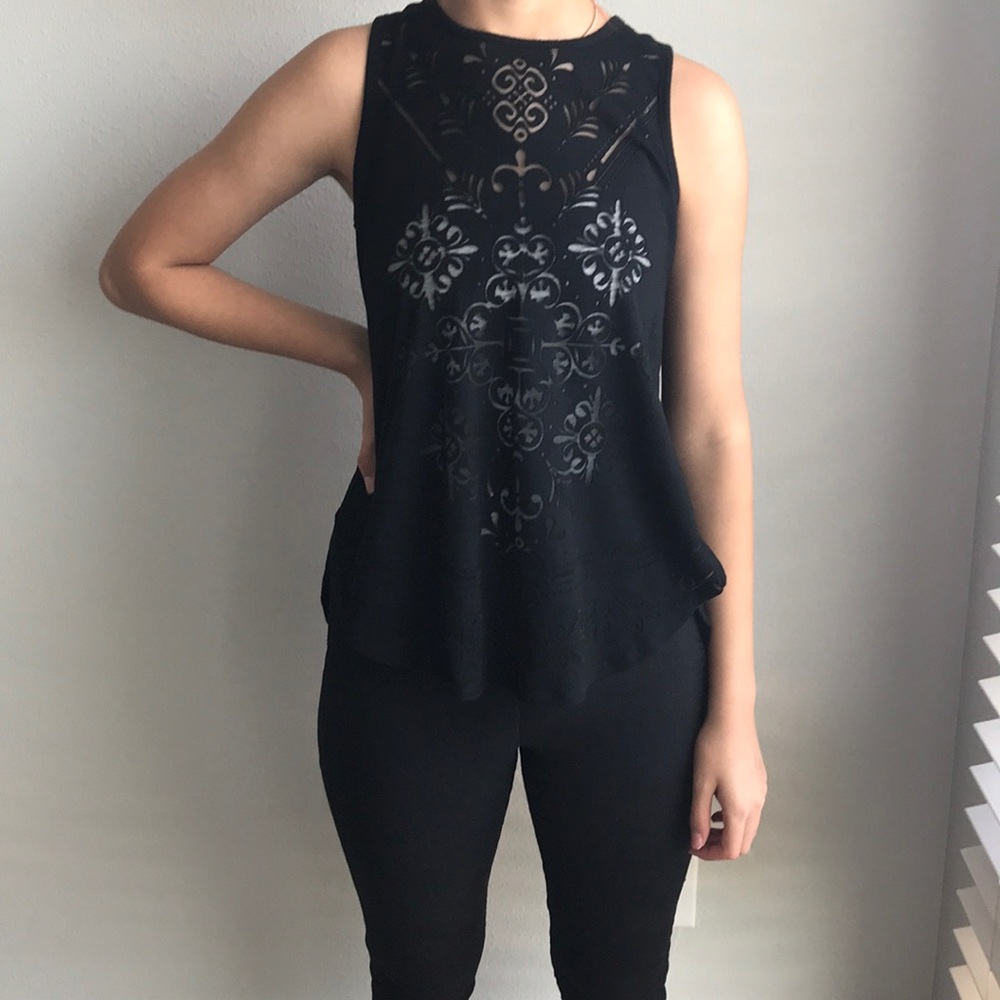 Black/Sheer Design Tank Top.